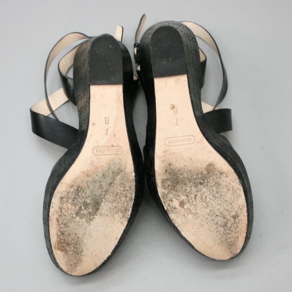 Coach Ladies 7 B Madeline Vachetta Signature-C Logo Slingback Wedge Sandals - Picture 9 of 12